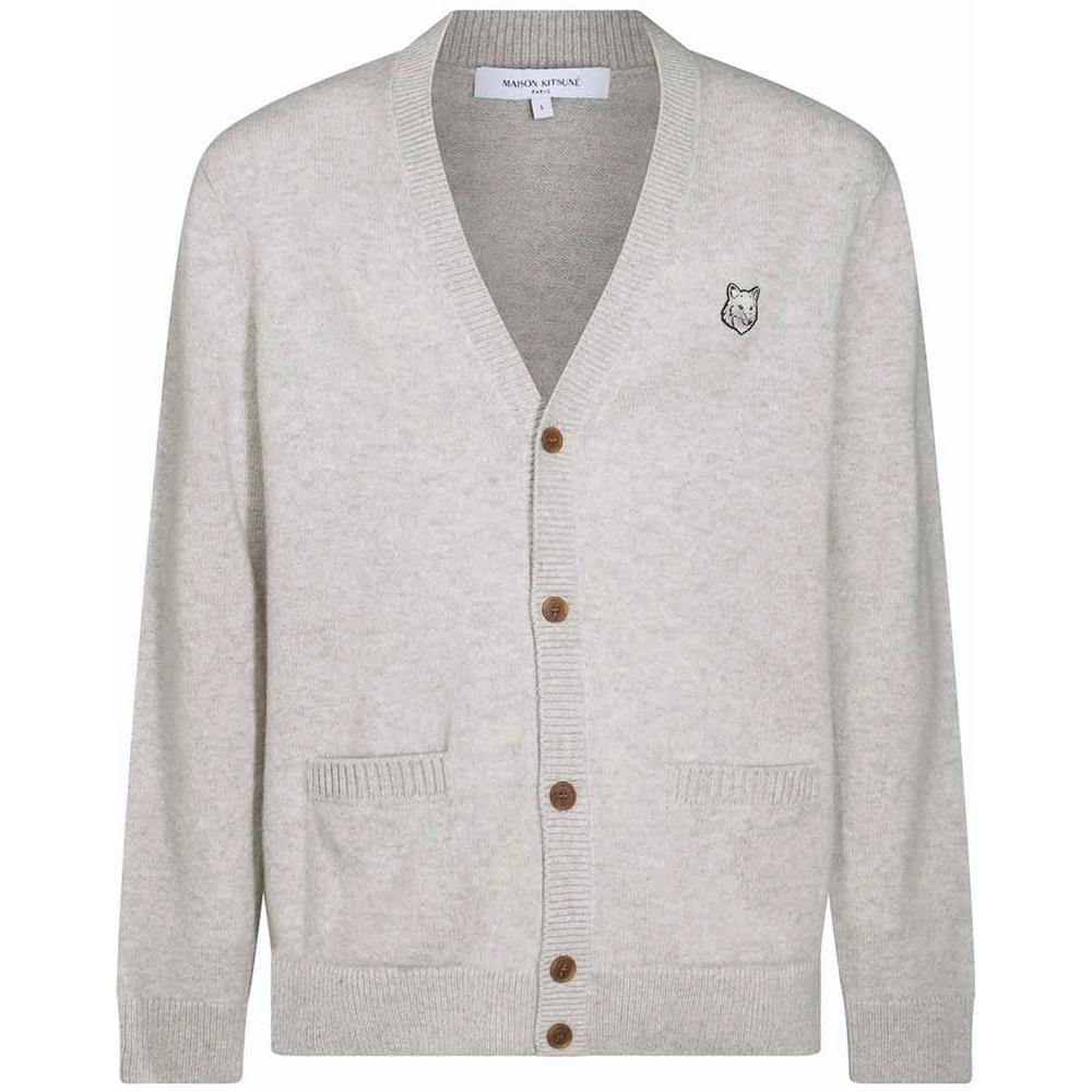 Maison Kitsune Bold Fox Head Patch Wool Cardigan Navy Men