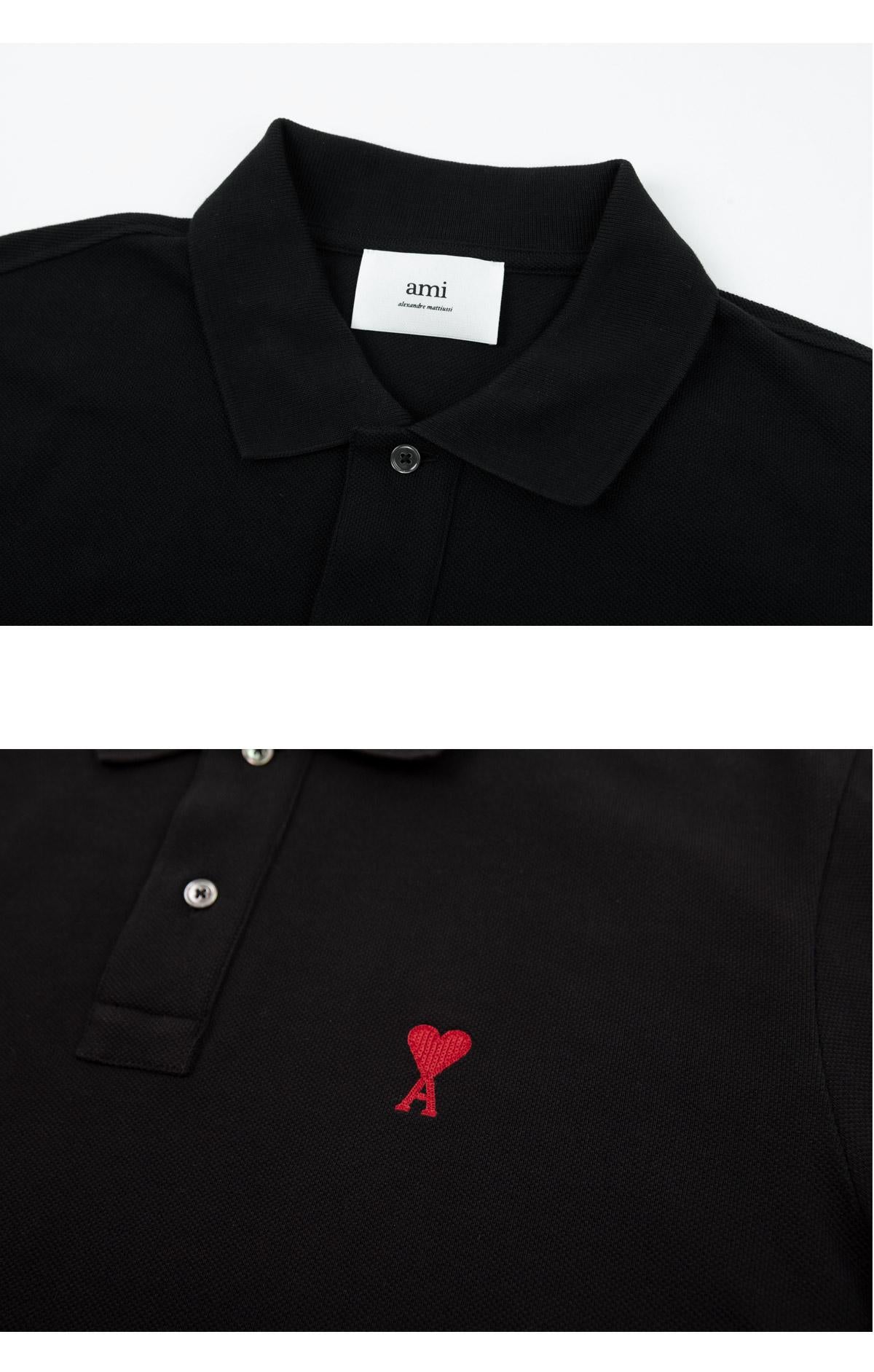 AMI Men's Heart Logo Short Sleeve Polo Shirt BFUPL001 760