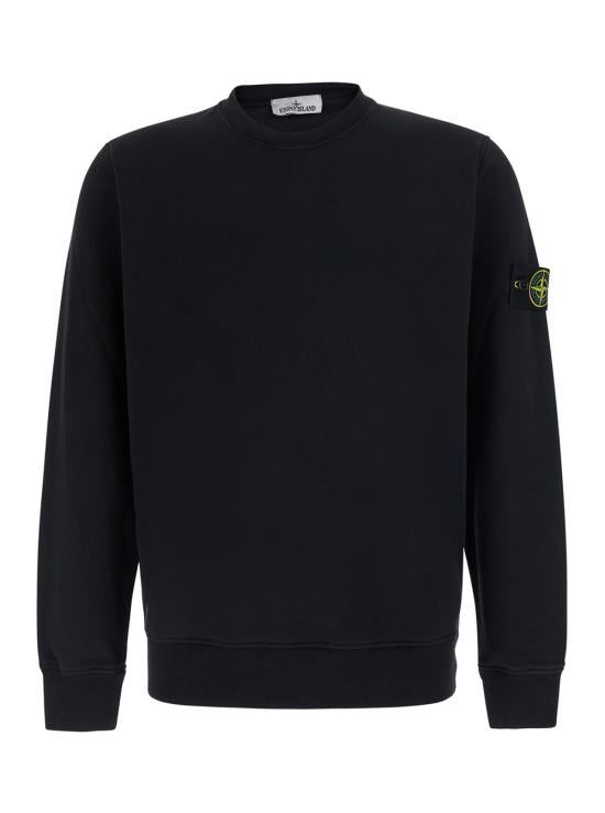 STONE ISLAND Black Long Sleeve Cotton Sweatshirt Men
