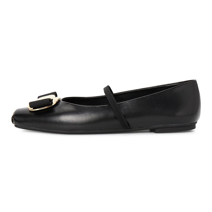 Ferragamo New Vara Ballerina Women’s Flat Shoes Zina Nero Width C 0768868
