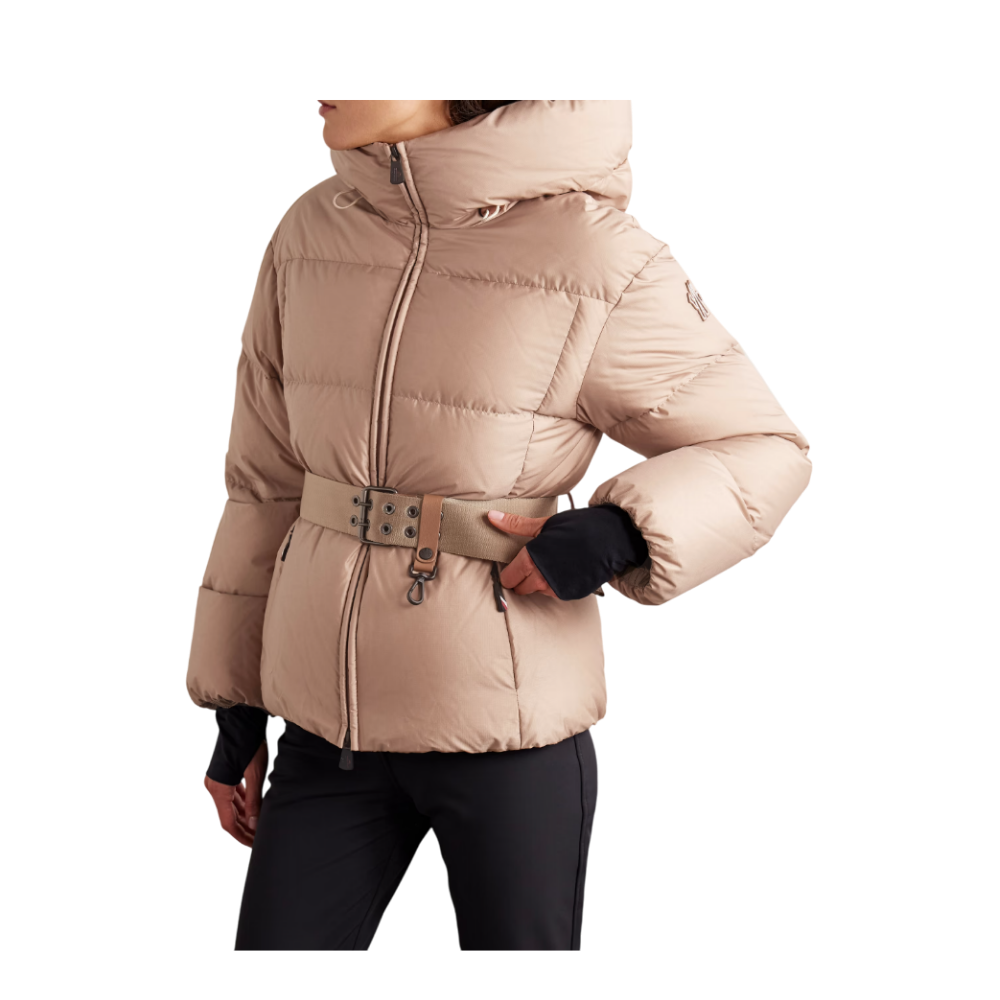 Moncler Belted Hooded Down Jacket Women Beige 1A00008 598E0 513