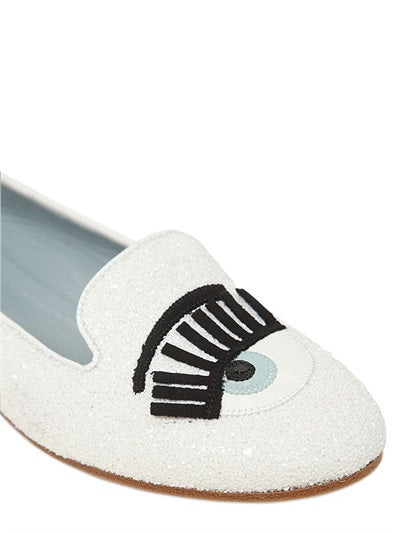 Chiara Ferragni Flirting Glitter Loafers 10mm Heel
