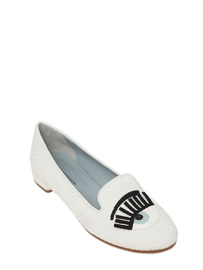 Chiara Ferragni Flirting Glitter Loafers 10mm Heel