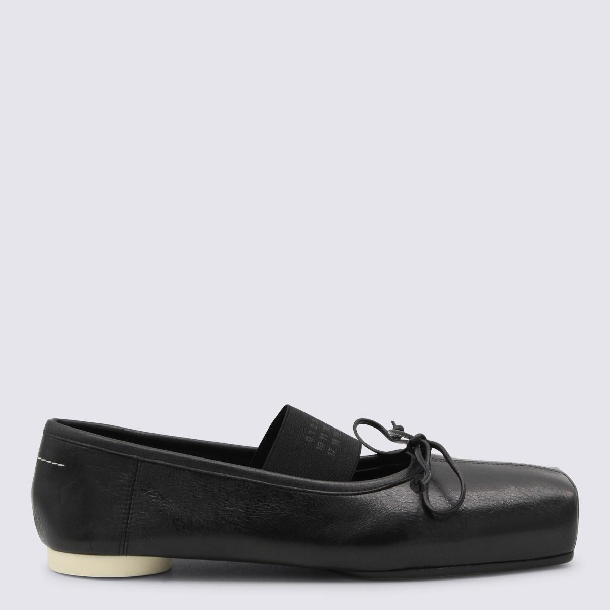 Maison Margiela Black Leather Ballet Flat Shoes