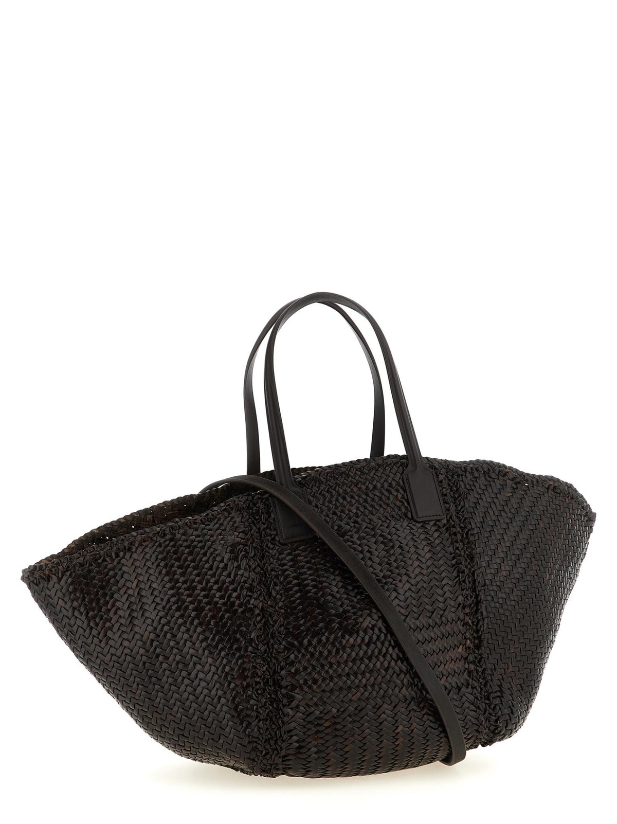 Dragon Diffusion Dark Brown Woven Leather Tote Bag