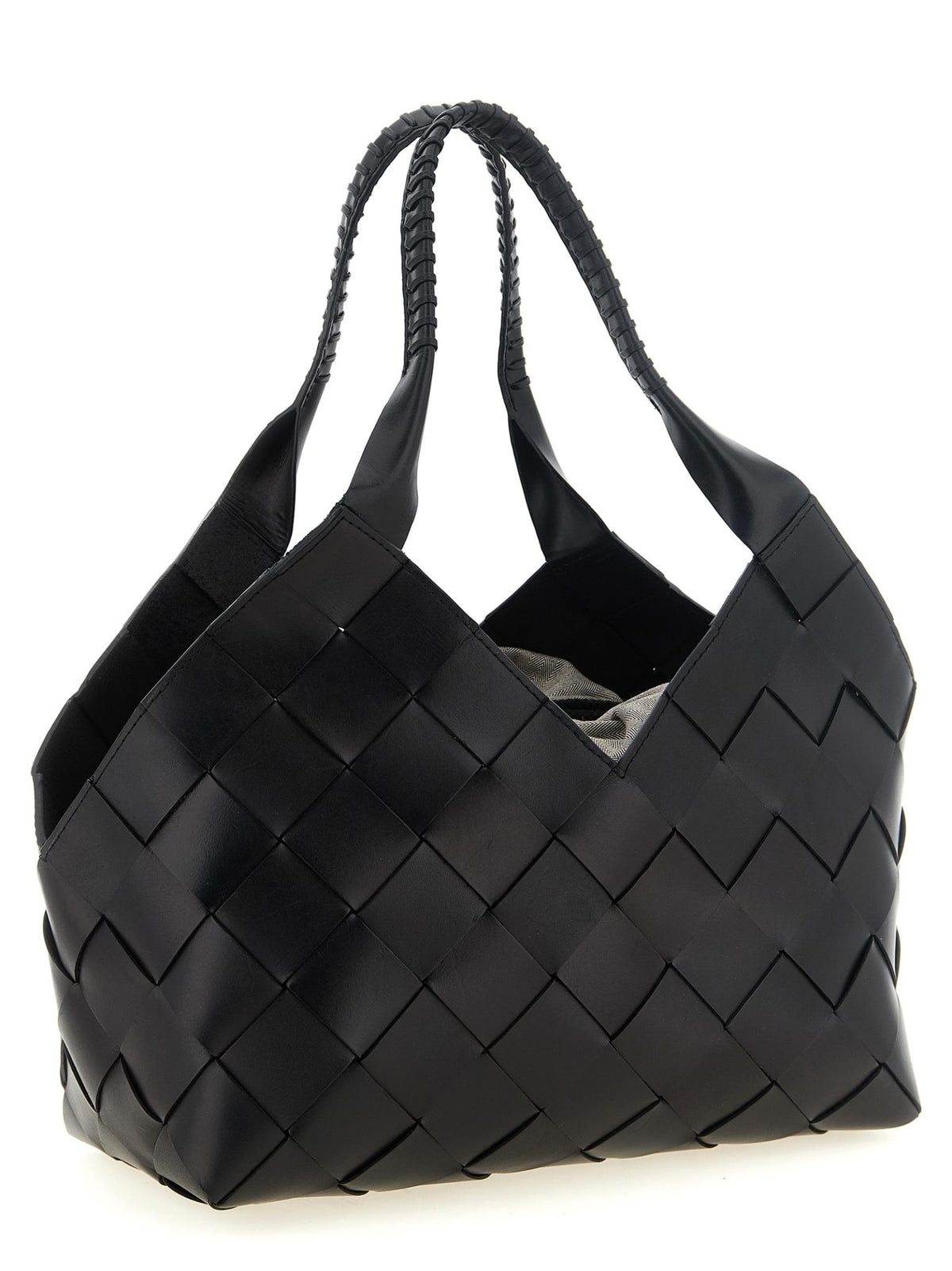 Dragon Diffusion Woven Leather Shoulder Bag Black