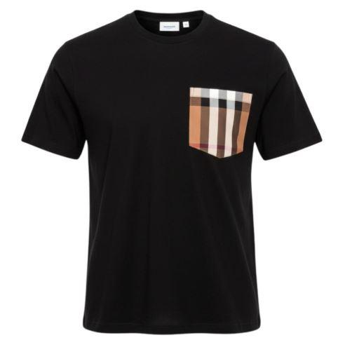BURBERRY Check Pocket Short Sleeve T-Shirt Black