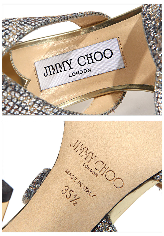 Jimmy Choo Women's Silver Glitter Sandals LOTTIE LGB