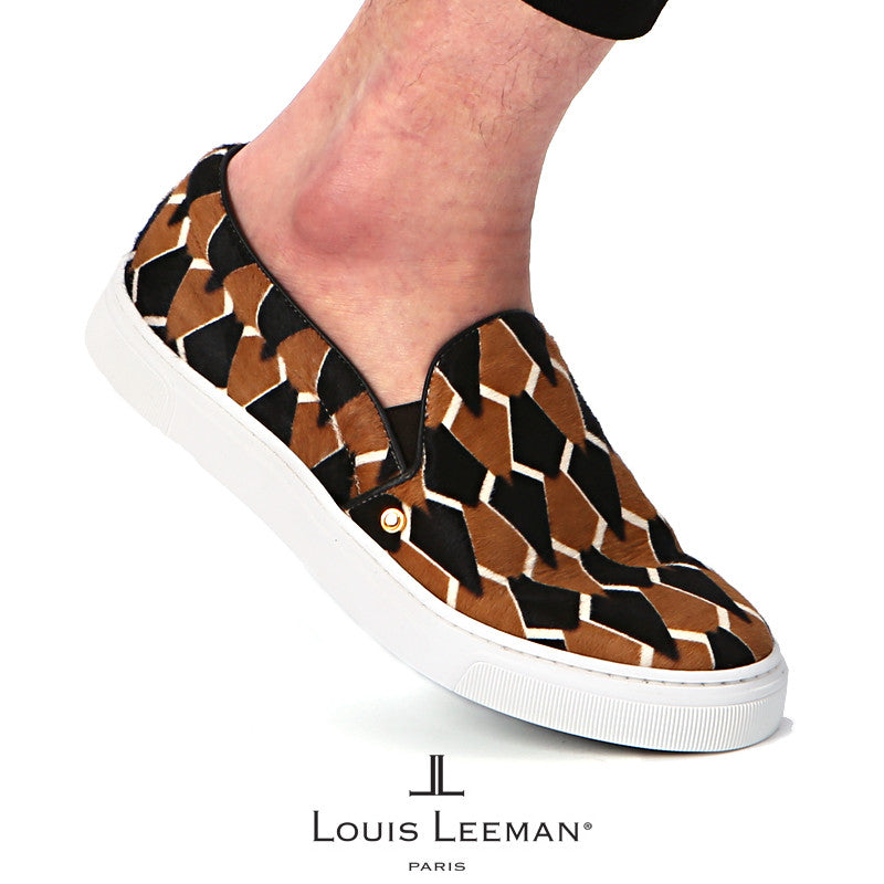 Louis Leeman Men's Pony Hair Pattern Slip-On Sneakers LL0184