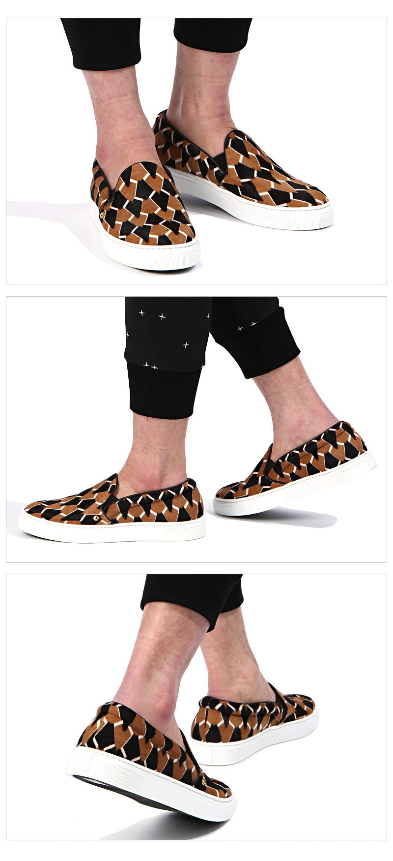 Louis Leeman Men's Pony Hair Pattern Slip-On Sneakers LL0184