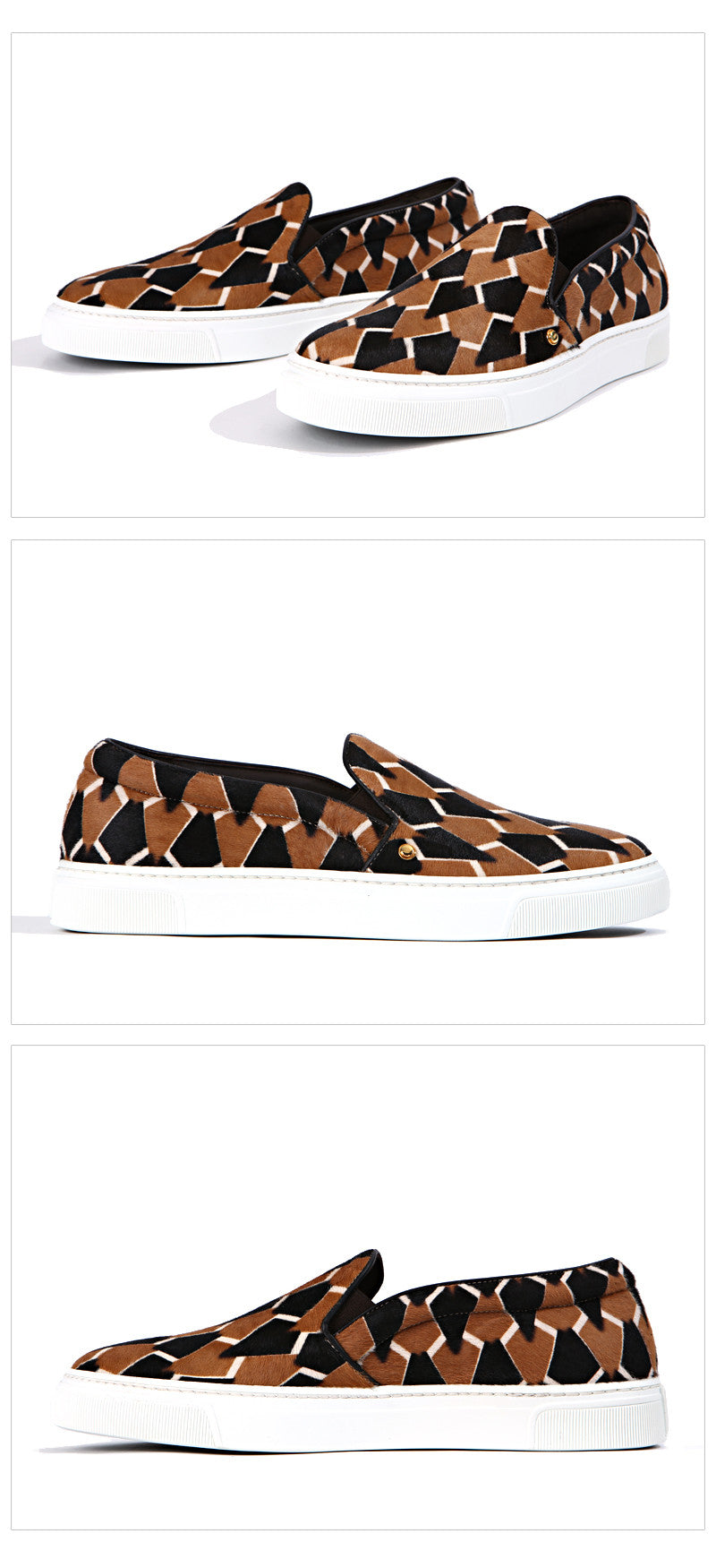 Louis Leeman Men's Pony Hair Pattern Slip-On Sneakers LL0184