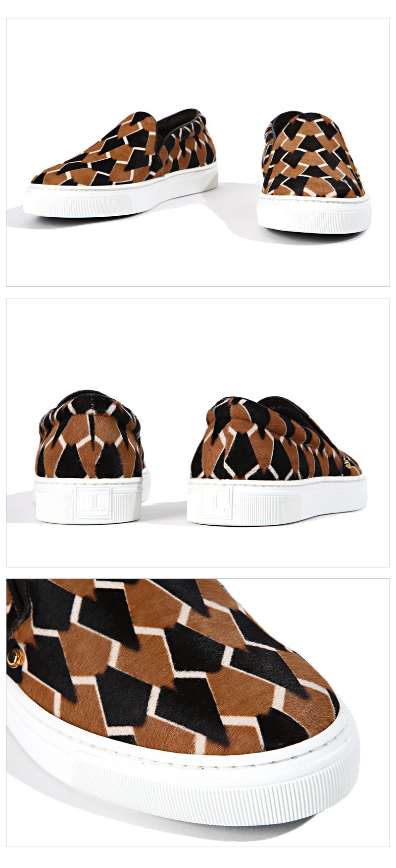 Louis Leeman Men's Pony Hair Pattern Slip-On Sneakers LL0184