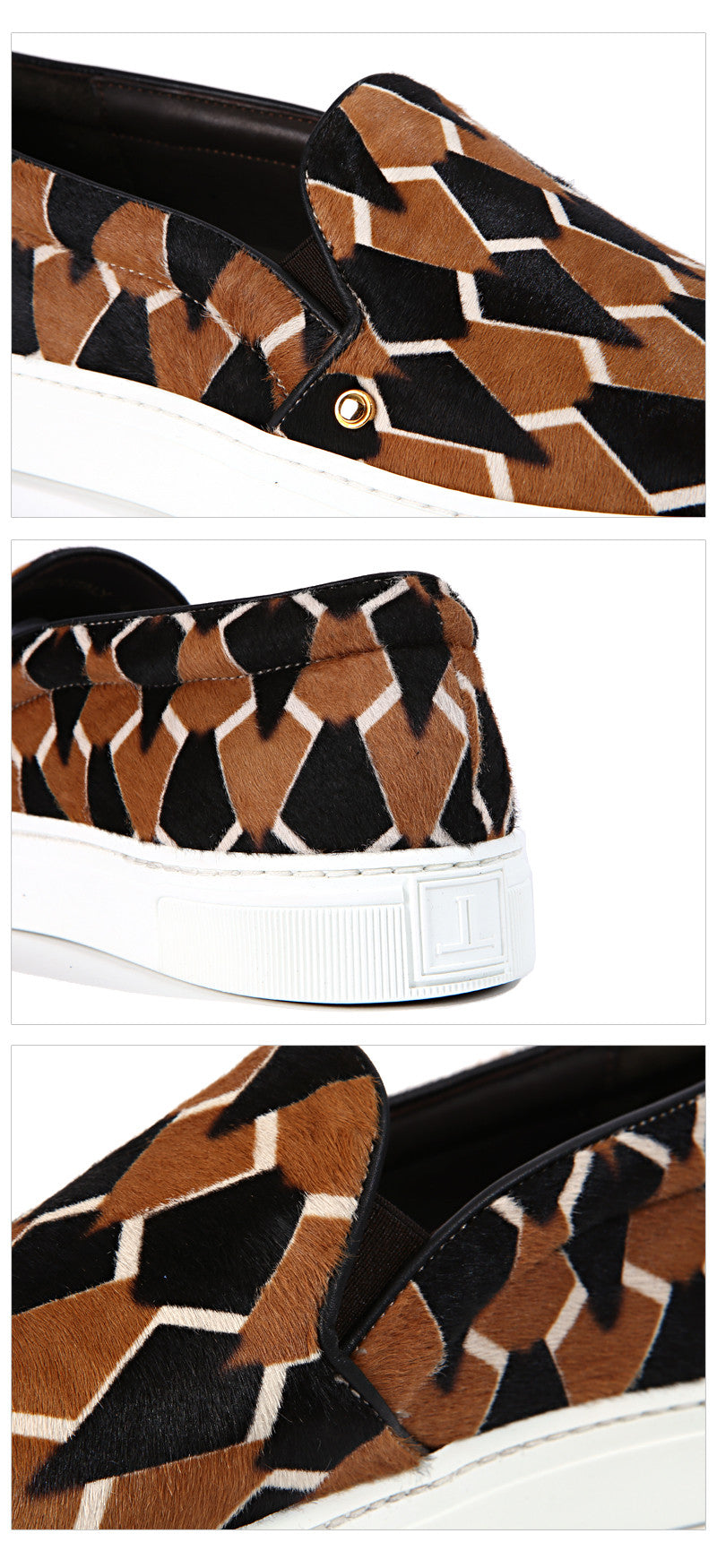 Louis Leeman Men's Pony Hair Pattern Slip-On Sneakers LL0184