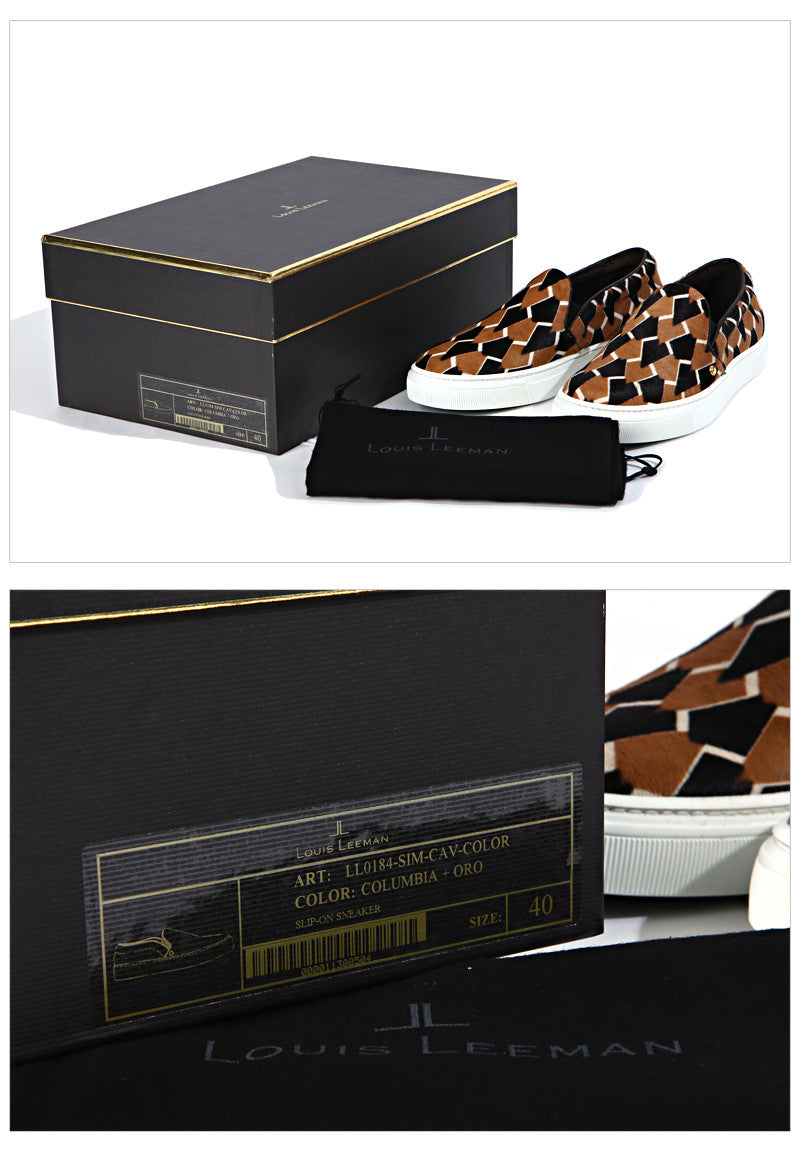 Louis Leeman Men's Pony Hair Pattern Slip-On Sneakers LL0184