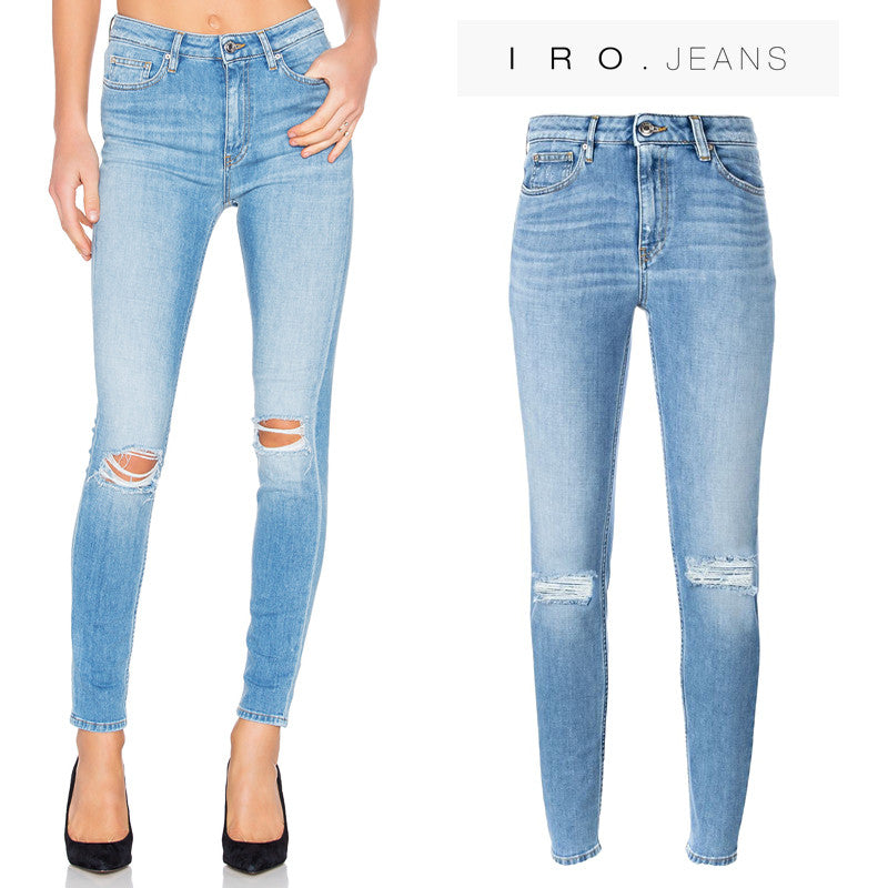 IRO Women's Distressed Washed Denim Jeans PAMELA BLU09