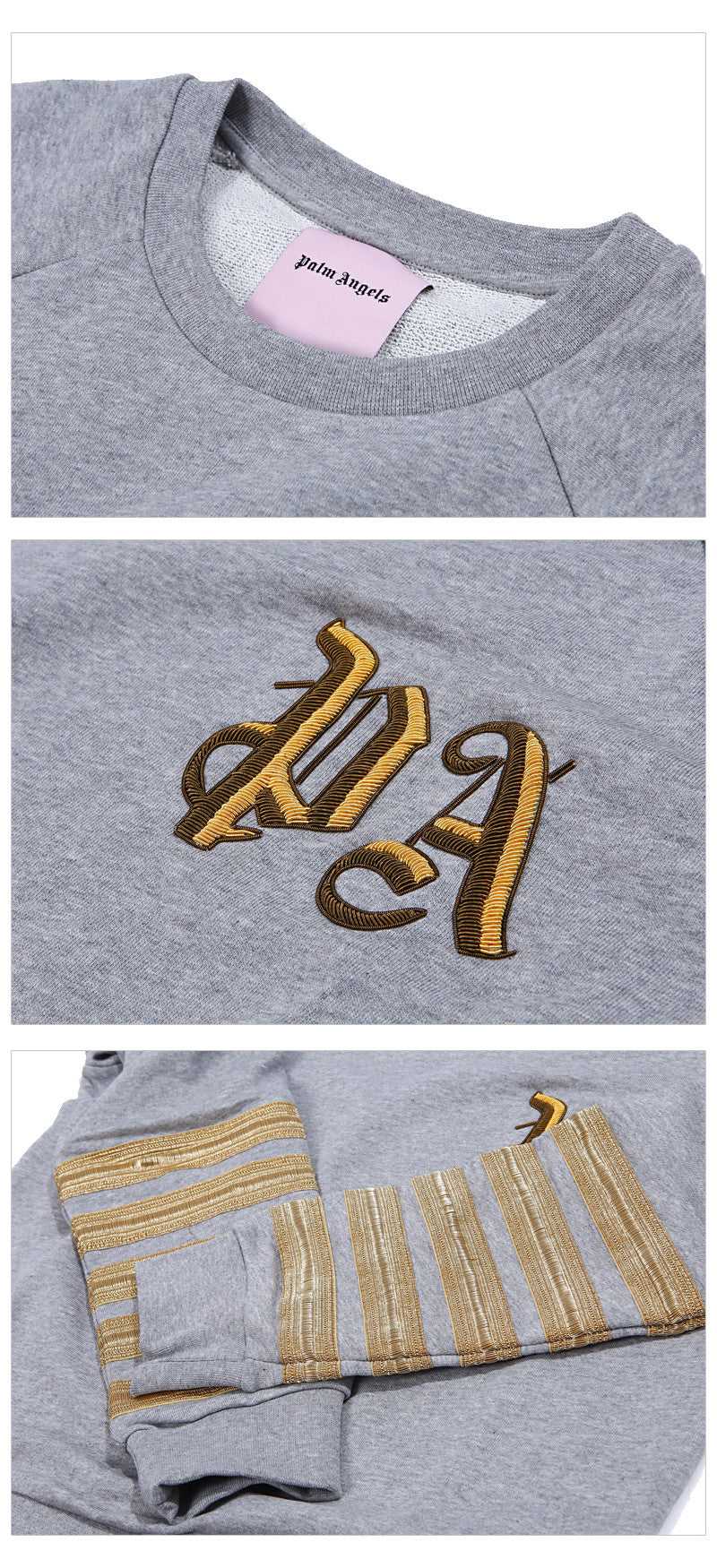 Palm Angels Adonis Gold Embroidered Men's Crewneck Sweatshirt PMBA002 0793