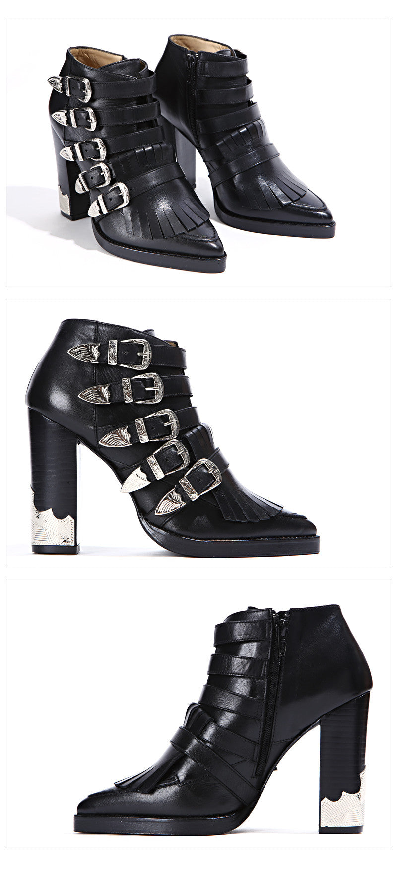 Toga Women's Buckle Ankle Boots AJ670 PELLE BLACK