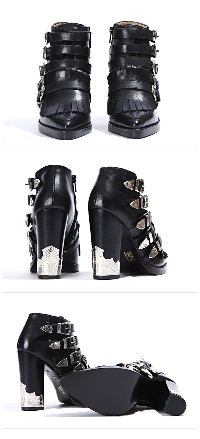 Toga Women's Buckle Ankle Boots AJ670 PELLE BLACK