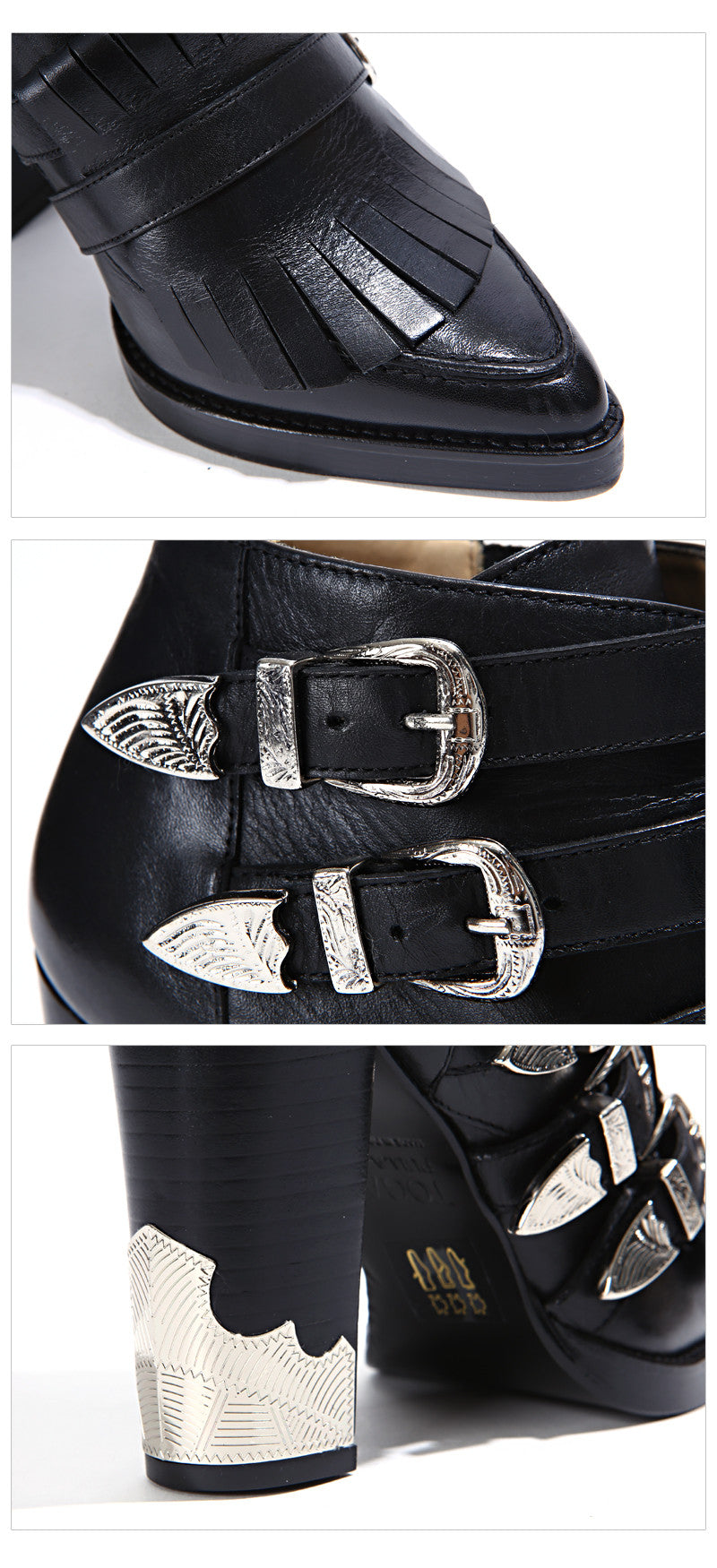 Toga Women's Buckle Ankle Boots AJ670 PELLE BLACK