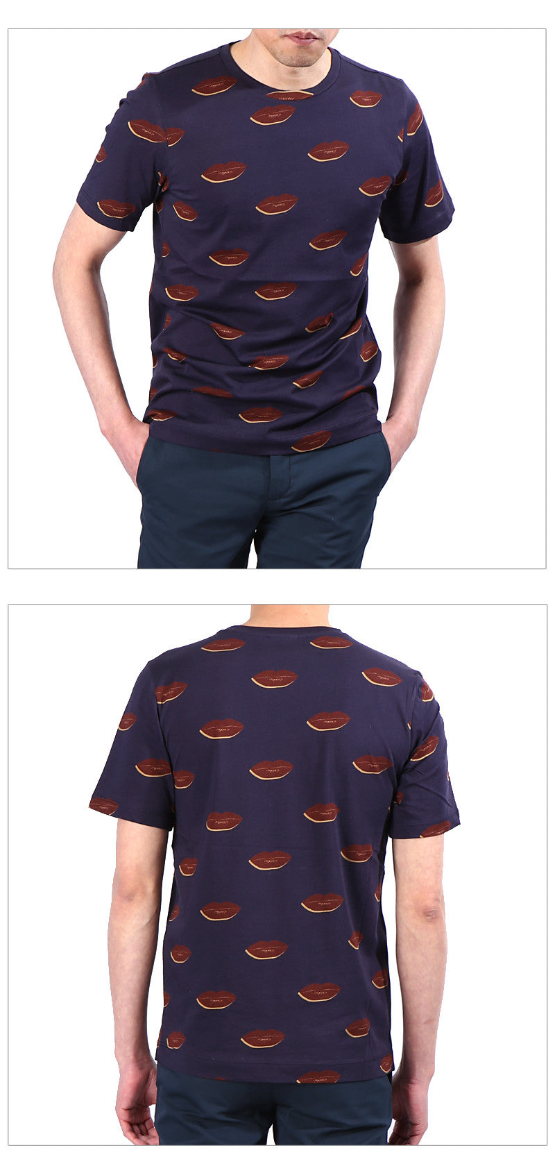 Dries Van Noten Adonis Lip Print T-Shirt Men's Black Cotton
