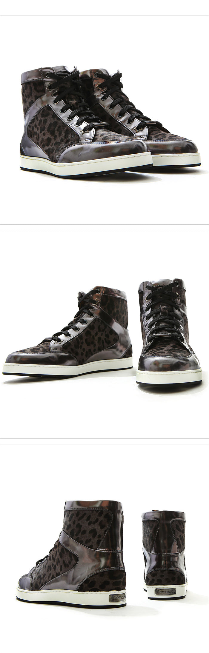 Jimmy Choo Women's Leopard Print High Top Sneakers 132 TOKYO LPW SMOKEANTHRACITE
