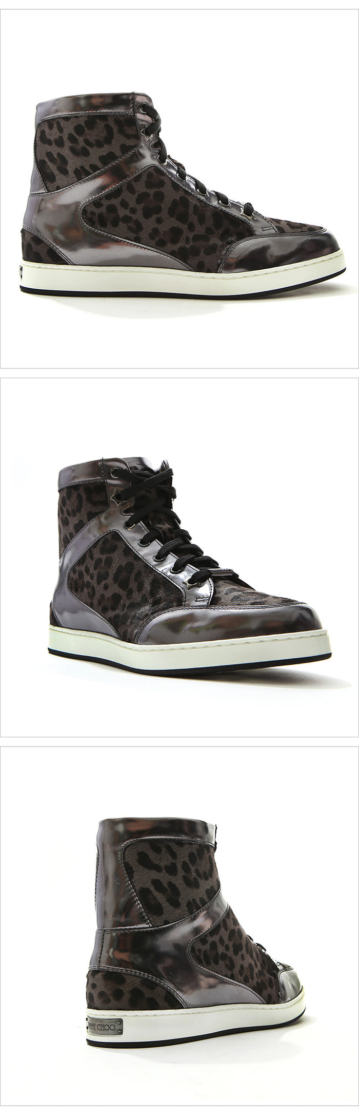 Jimmy Choo Women's Leopard Print High Top Sneakers 132 TOKYO LPW SMOKEANTHRACITE
