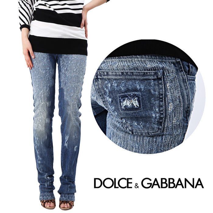 Dolce&Gabbana Women's Hidden Patch Straight Leg Denim Jeans FT4DTD G8D10