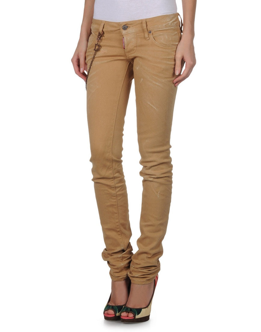 Dsquared2 Women's Beige Slim Fit D-Ring Chain Denim Jeans LA0279
