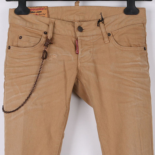Dsquared2 Women's Beige Slim Fit D-Ring Chain Denim Jeans LA0279