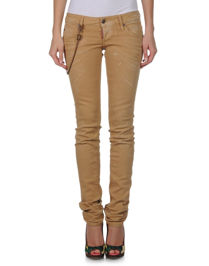 Dsquared2 Women's Beige Slim Fit D-Ring Chain Denim Jeans LA0279