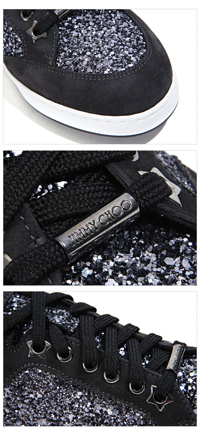 Jimmy Choo Gunmetal Metallic Mid-Top Sneakers