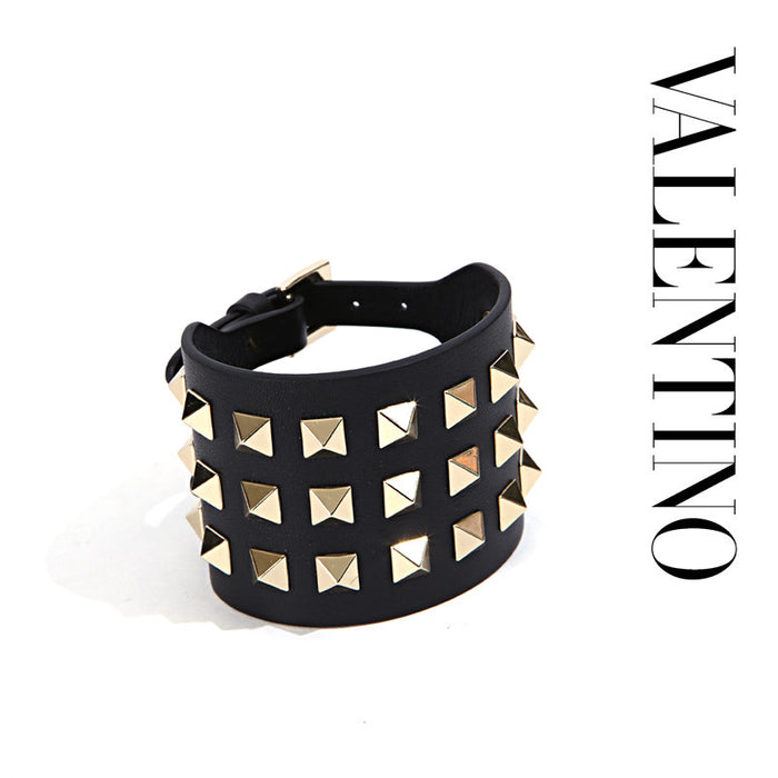 VALENTINO Rockstud Leather Bracelet IW0J0254 0NO