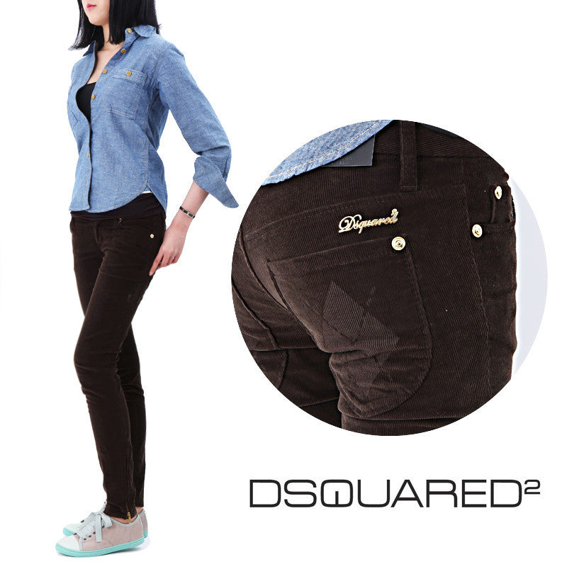 Dsquared2 Gold Logo Corduroy Super Slim Women's Jeans LA0411 027
