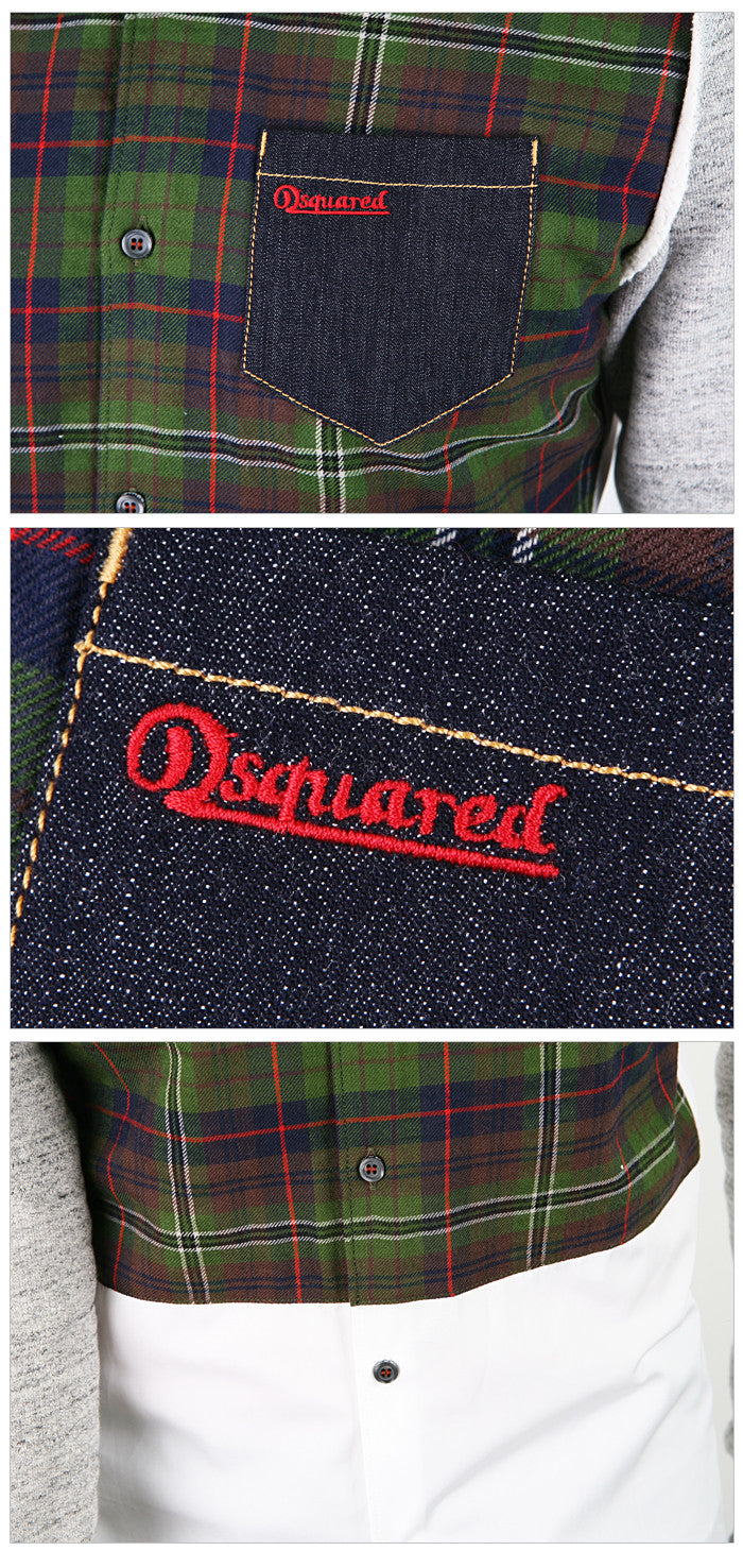 Dsquared2 Men's Knit Plaid Mix Long Sleeve Shirt DL0542 010