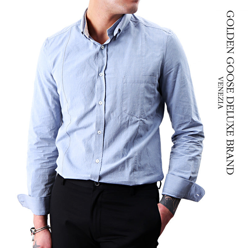GOLDEN GOOSE Men's Double Collar Long Sleeve Shirt G24U522 A3