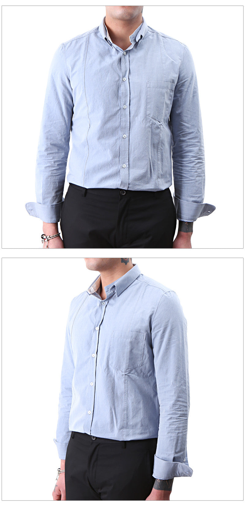 GOLDEN GOOSE Men's Double Collar Long Sleeve Shirt G24U522 A3