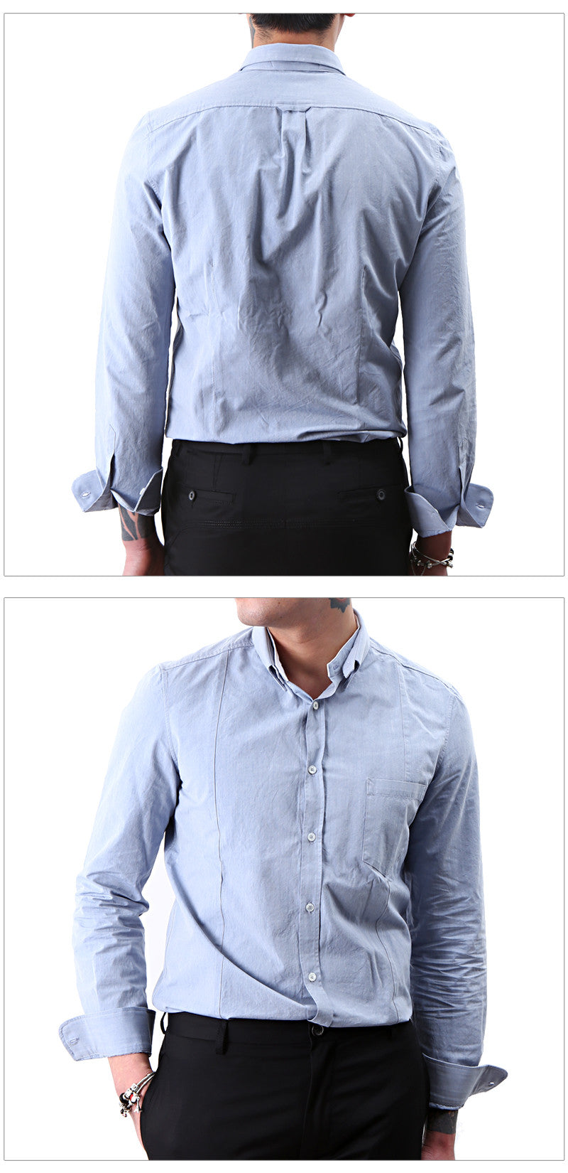 GOLDEN GOOSE Men's Double Collar Long Sleeve Shirt G24U522 A3