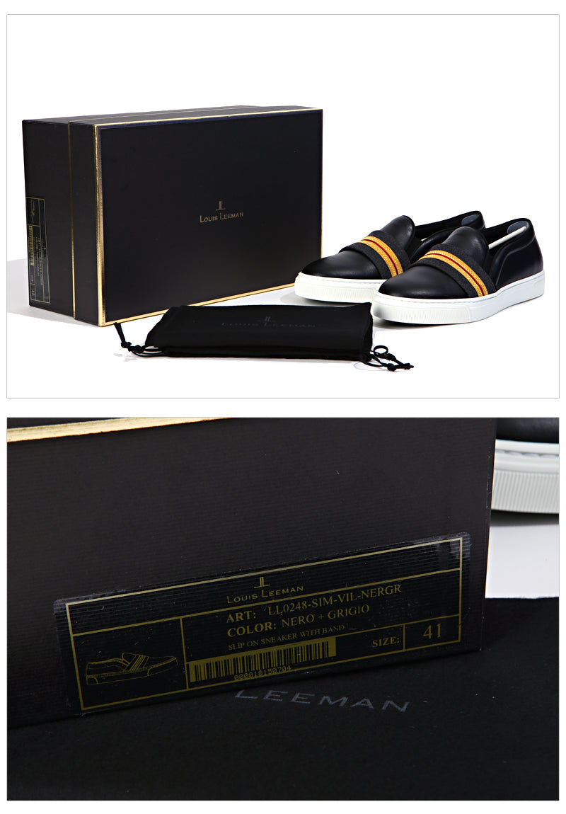 Louis Leeman Men's Adonis Patent Leather Band Slip-On Sneakers LL0248 NERGR