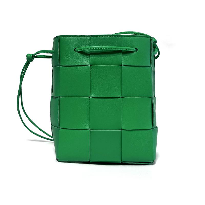 Bottega Veneta Cassette Small Bucket Shoulder Bag Leather Green