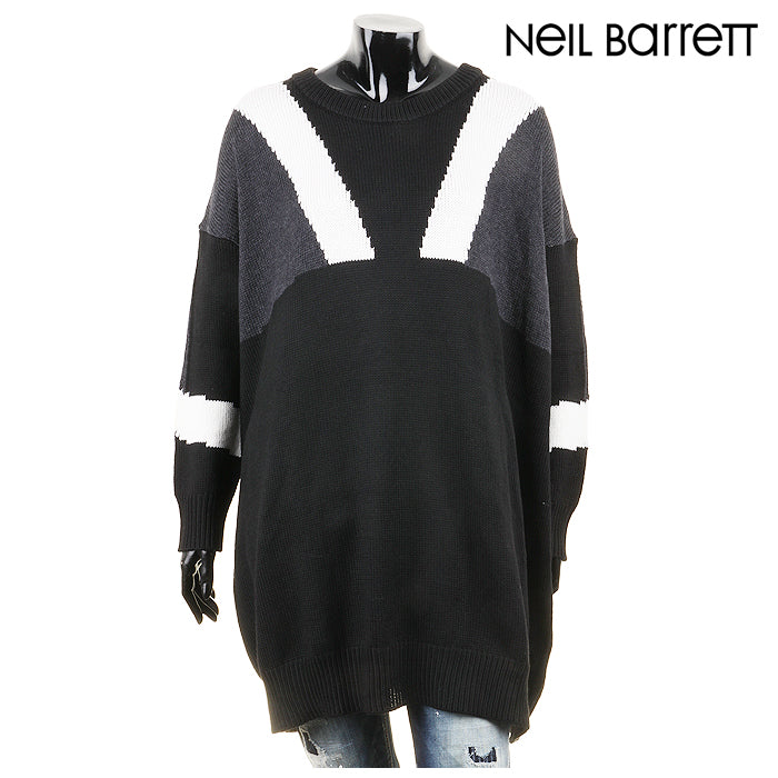 Neil Barrett Women's Longline Wool Sweater Black NMA377V B624C
