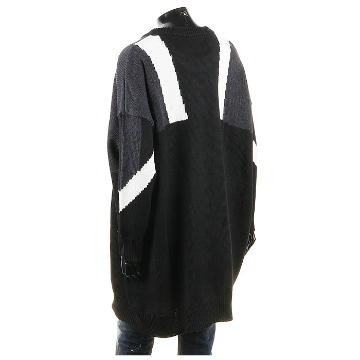 Neil Barrett Women's Longline Wool Sweater Black NMA377V B624C
