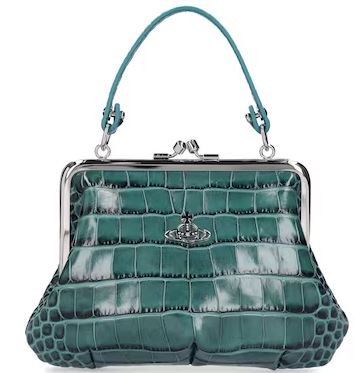 Vivienne Westwood Granny Frame Croc-Embossed Leather Top Handle Bag