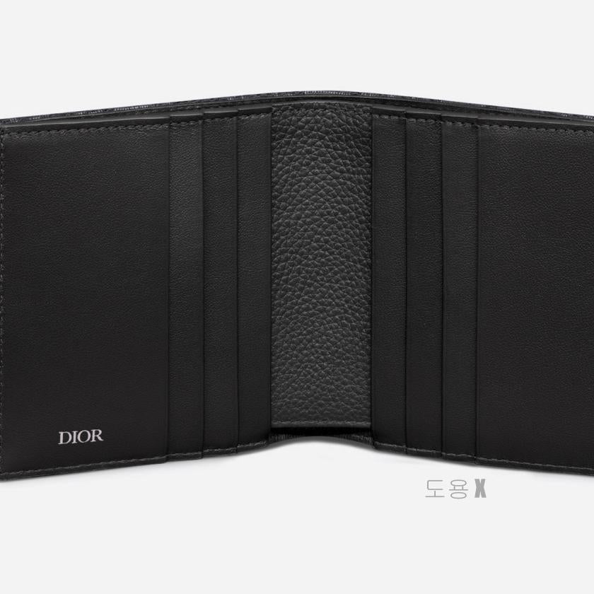 DIOR Beige Vertical Bifold Wallet Unisex Leather