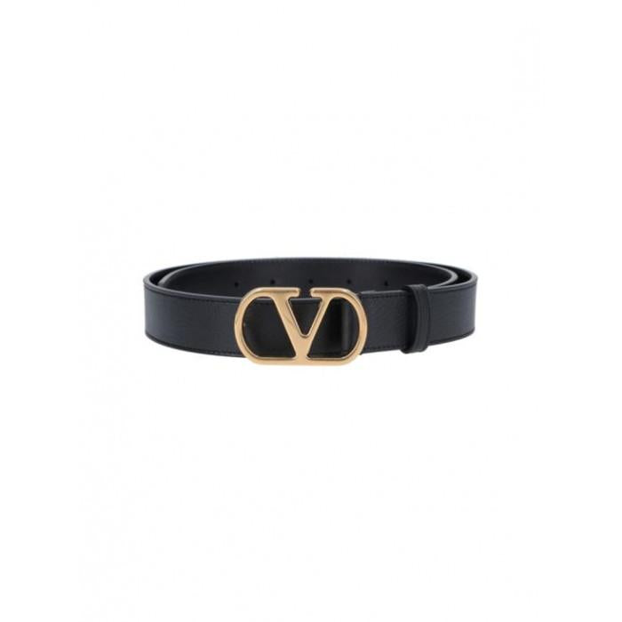VALENTINO VLogo Signature Calfskin Leather Black Men's Belt