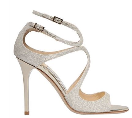 Jimmy Choo Dusty Glitter Platinum Ice 100mm Sandals