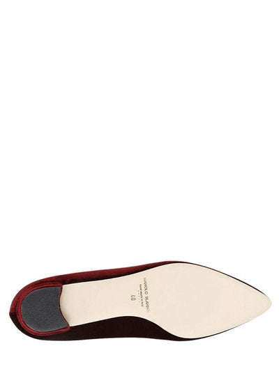 Manolo Blahnik Hangisi Swarovski Velvet Flats Black 10mm Heel
