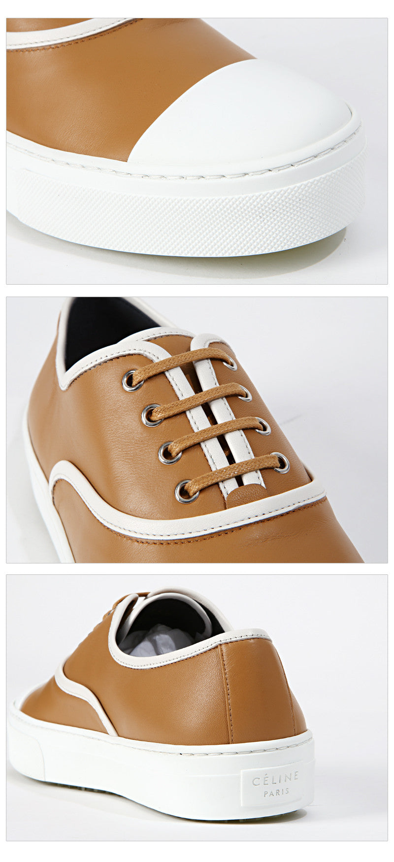 CELINE Women's Leather Lace-Up Low Top Sneakers 319973NUPC 02WC