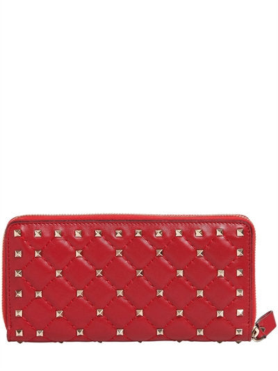 VALENTINO Spike Leather Zip Around Wallet NW2P0P00NAP