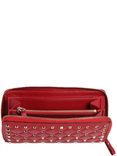 VALENTINO Spike Leather Zip Around Wallet NW2P0P00NAP