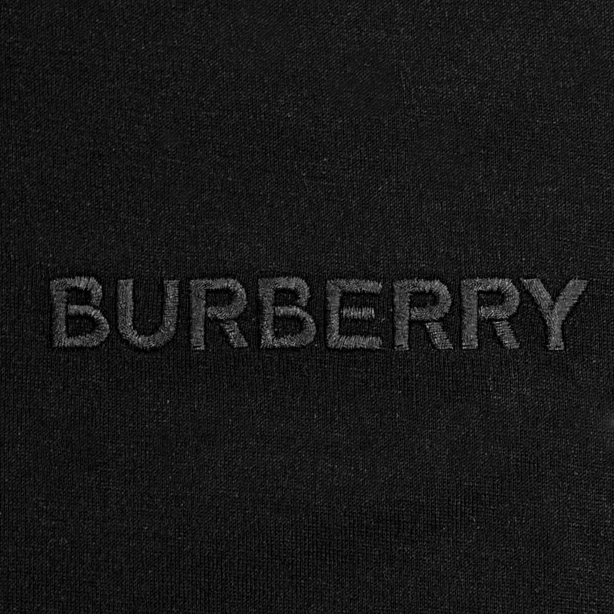 BURBERRY Black Short Sleeve T-Shirt with Embroidered Logo